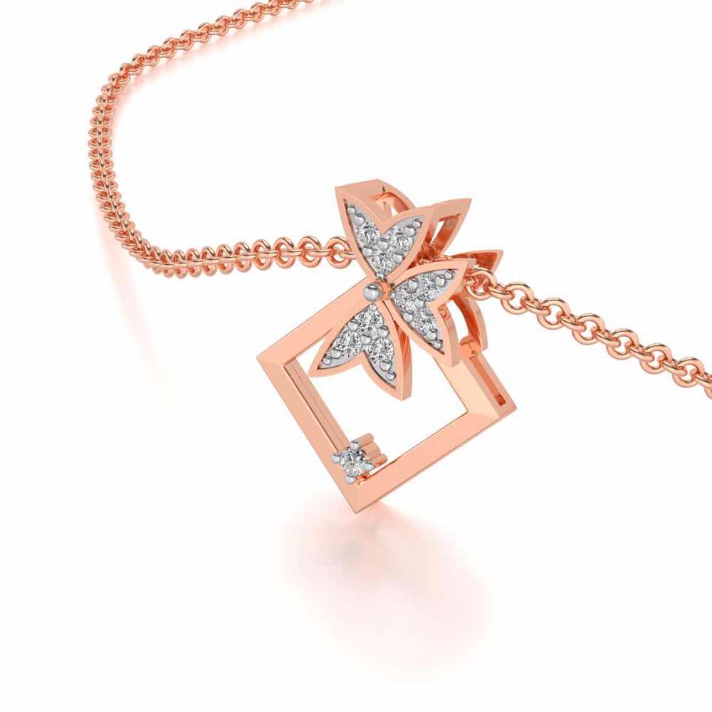 Modern Floret Silver Pendant - Rose Gold - Image 2