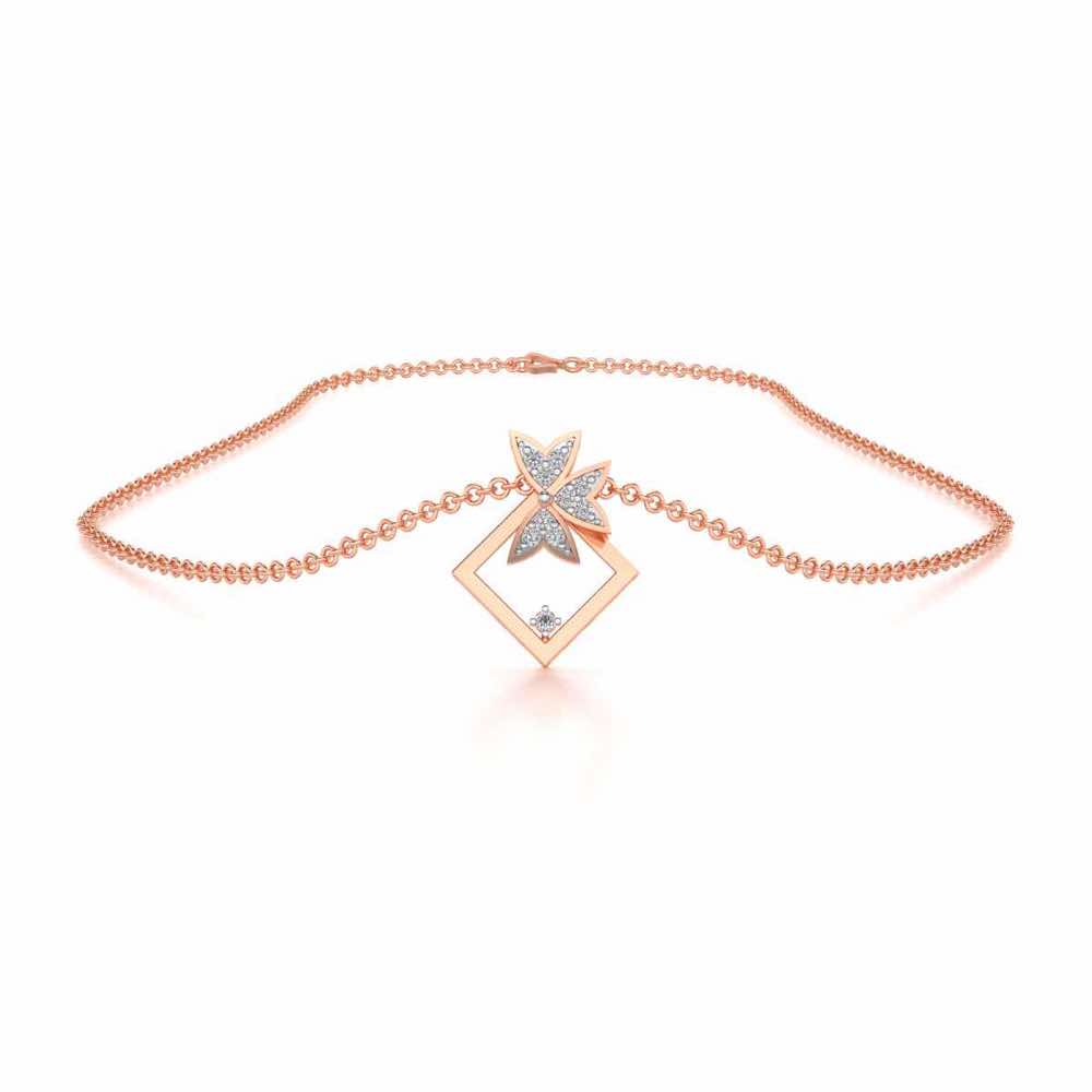 Modern Floret Silver Pendant - Rose Gold - Image 3