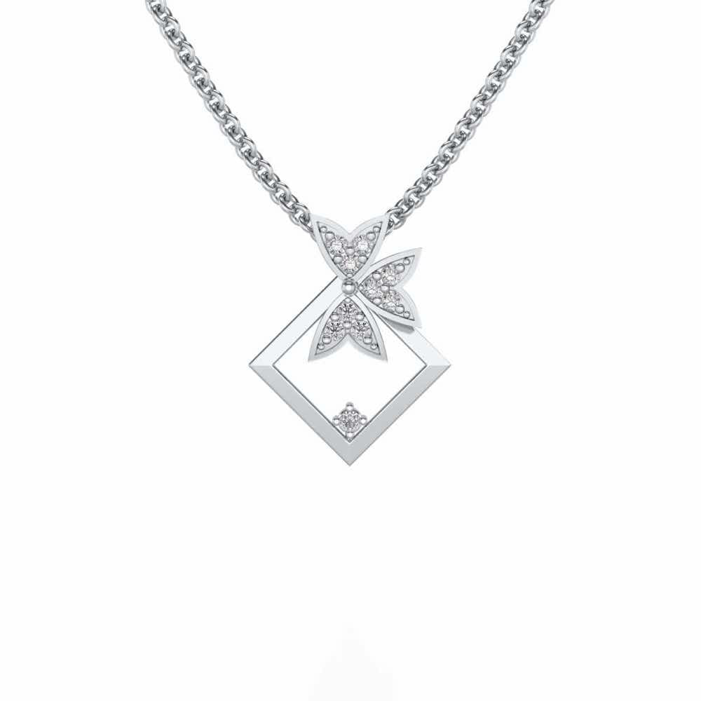 Modern Floret Silver Pendant - White Gold - Image 1