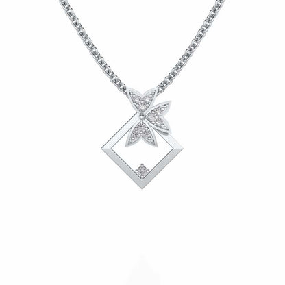Modern Floret Silver Pendant - White Gold - Image 1