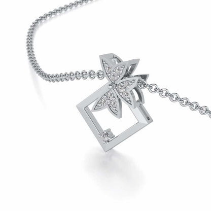 Modern Floret Silver Pendant - White Gold - Image 2