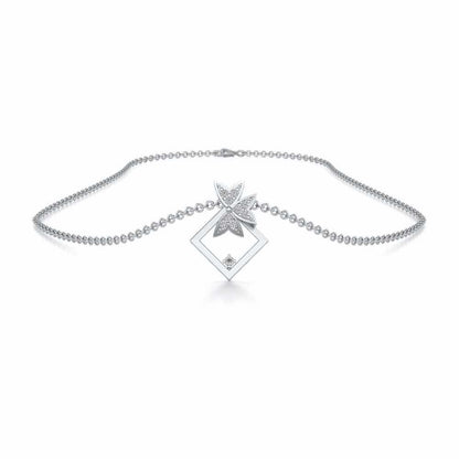 Modern Floret Silver Pendant - White Gold - Image 3