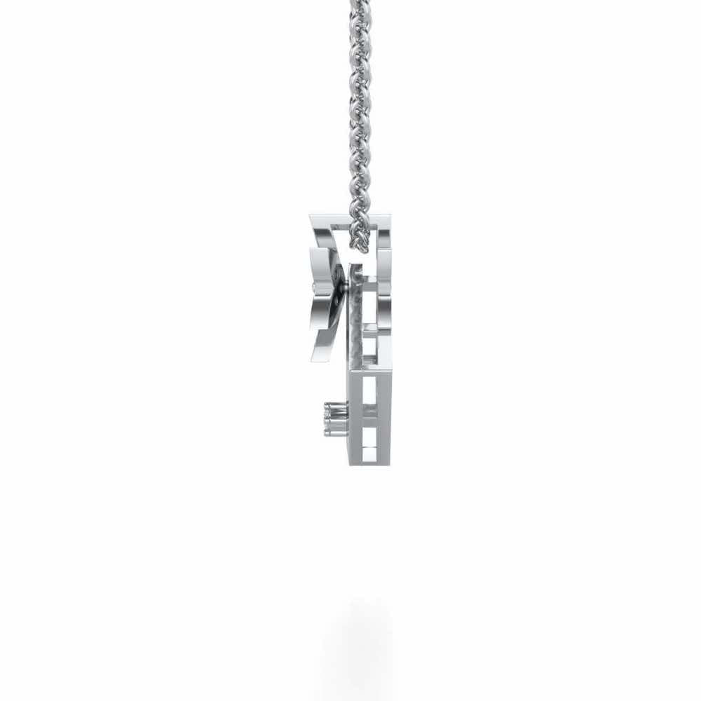Modern Floret Silver Pendant - White Gold - Image 4
