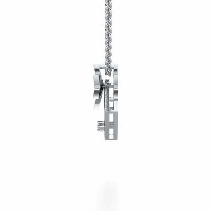 Modern Floret Silver Pendant - White Gold - Image 4