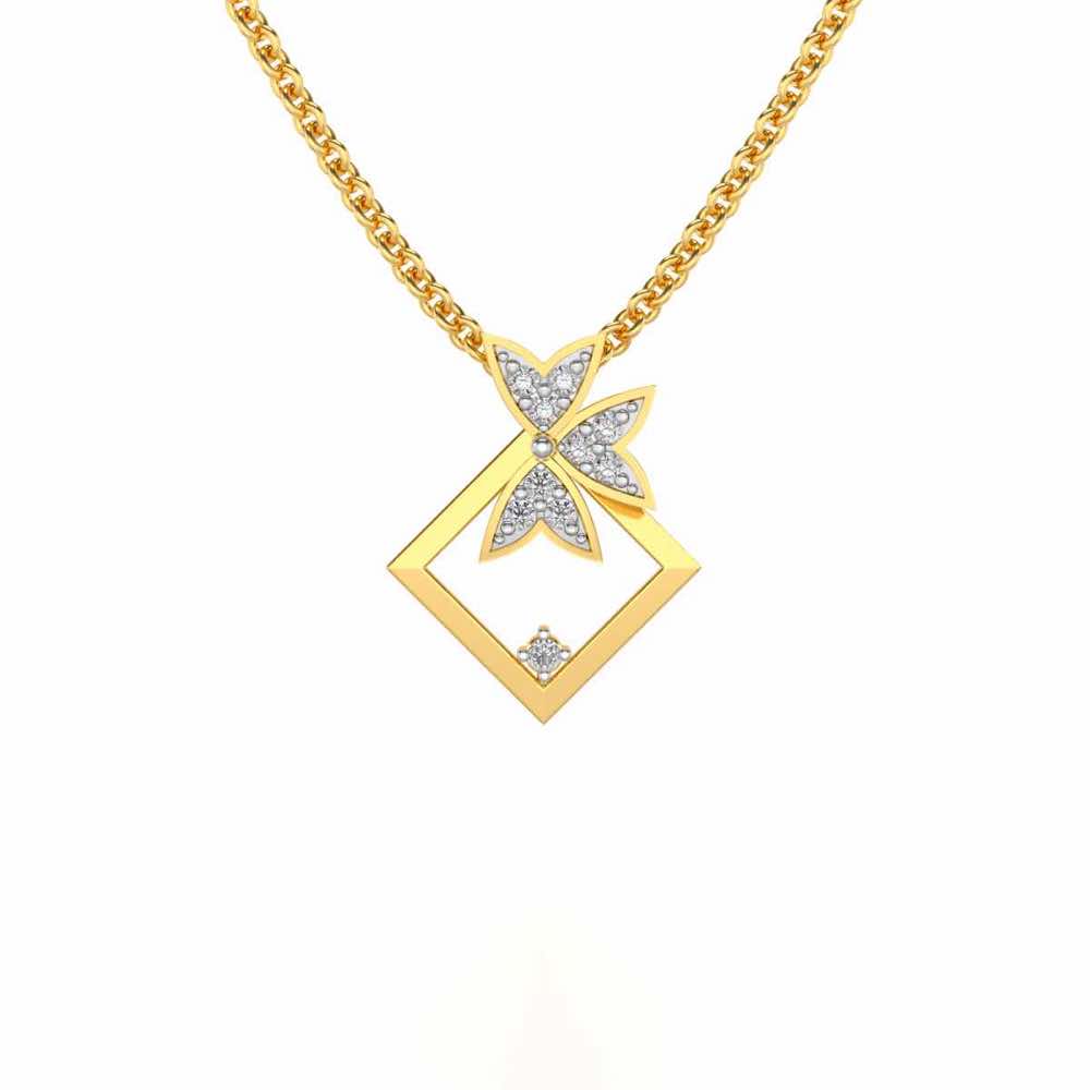 Modern Floret Silver Pendant - Yellow Gold - Image 1