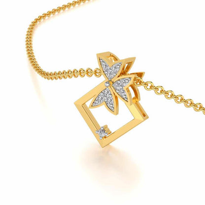 Modern Floret Silver Pendant - Yellow Gold - Image 2