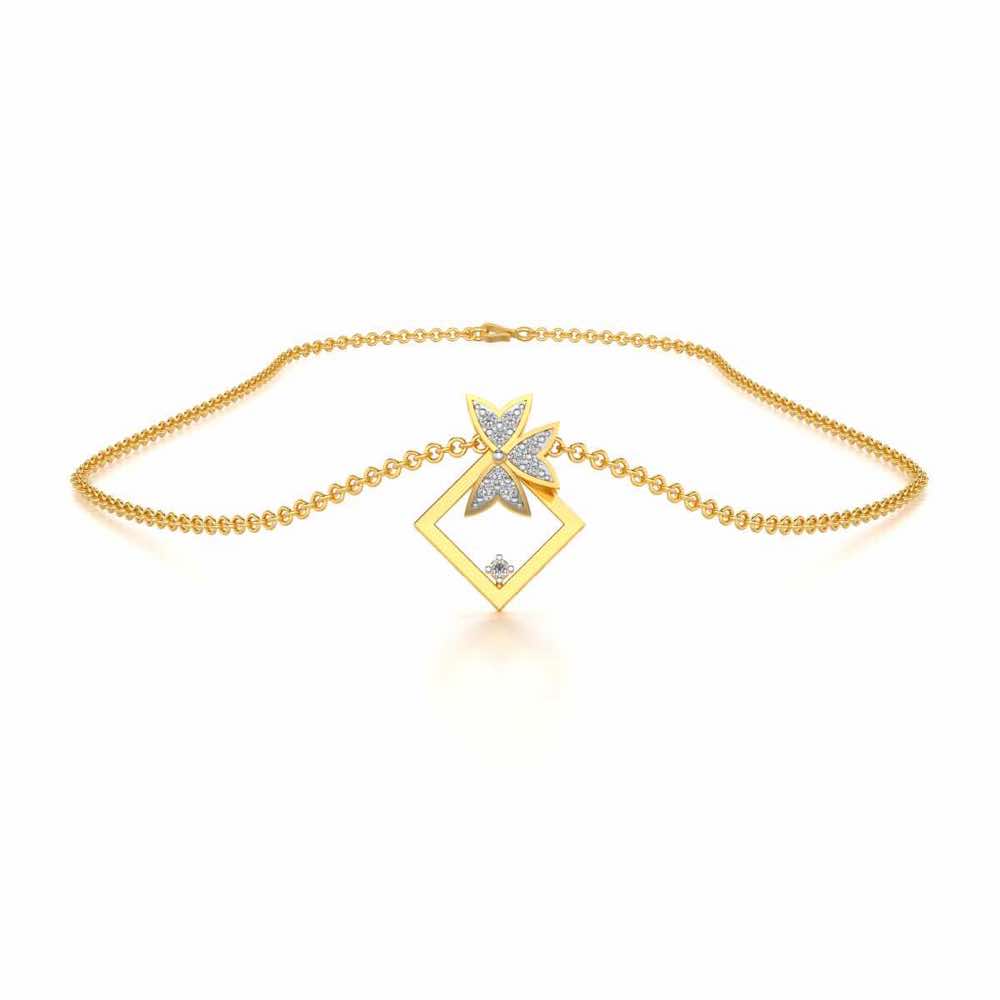Modern Floret Silver Pendant - Yellow Gold - Image 3