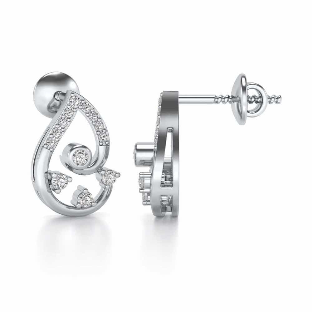 Modicum of Shine Silver Earrings - White Gold - Image 4