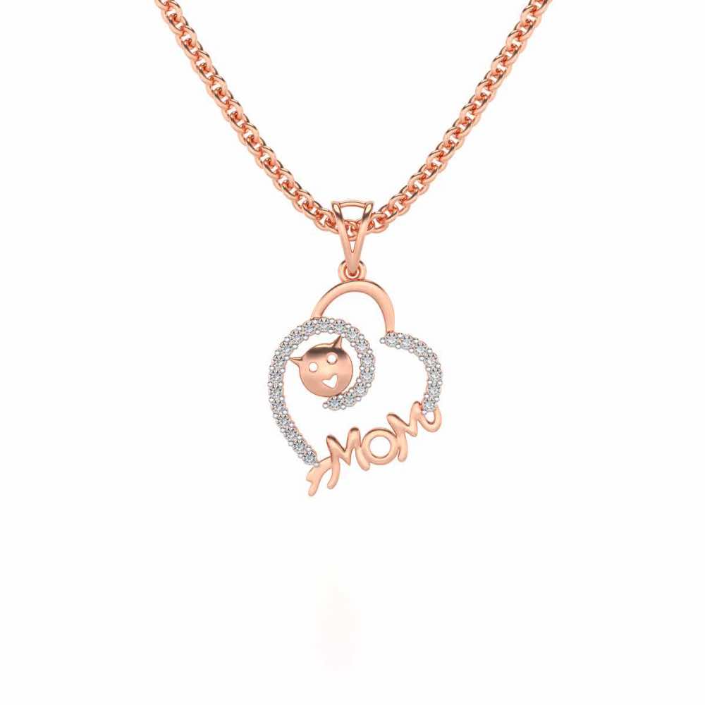 Mom's Heart Silver Pendant - Rose Gold - Image 1