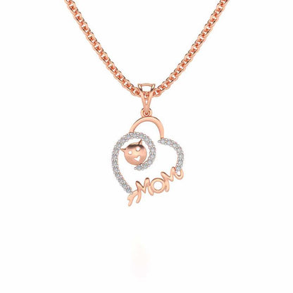 Mom's Heart Silver Pendant - Rose Gold - Image 1