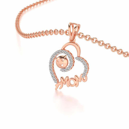 Mom's Heart Silver Pendant - Rose Gold - Image 2