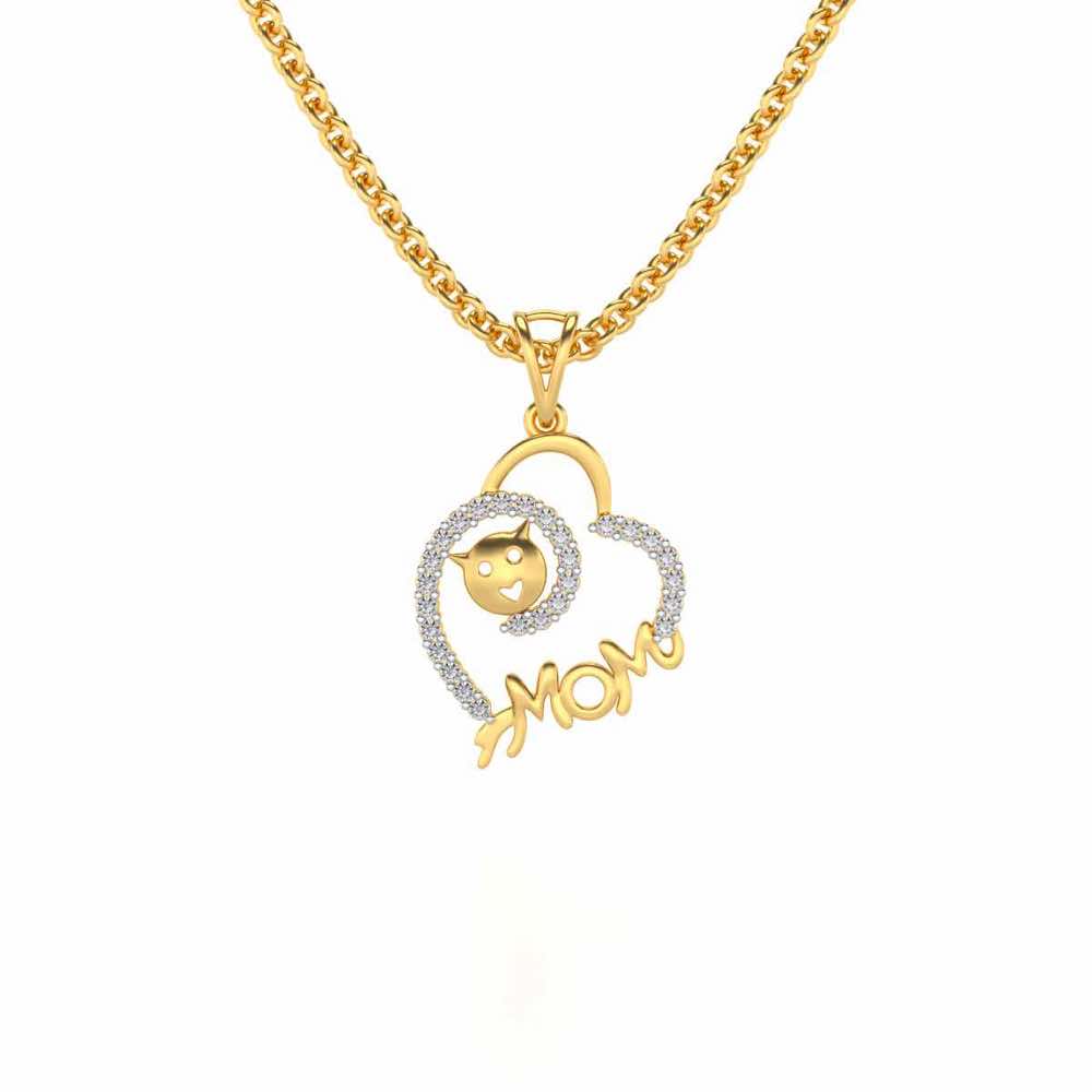 Mom's Heart Silver Pendant - Yellow Gold - Image 1