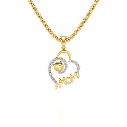 Mom's Heart Silver Pendant - Yellow Gold - Image 1
