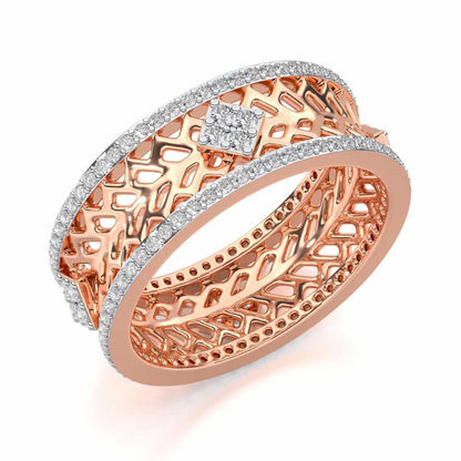 Momentous Glam Silver Band Ring - Rose Gold - Image 1