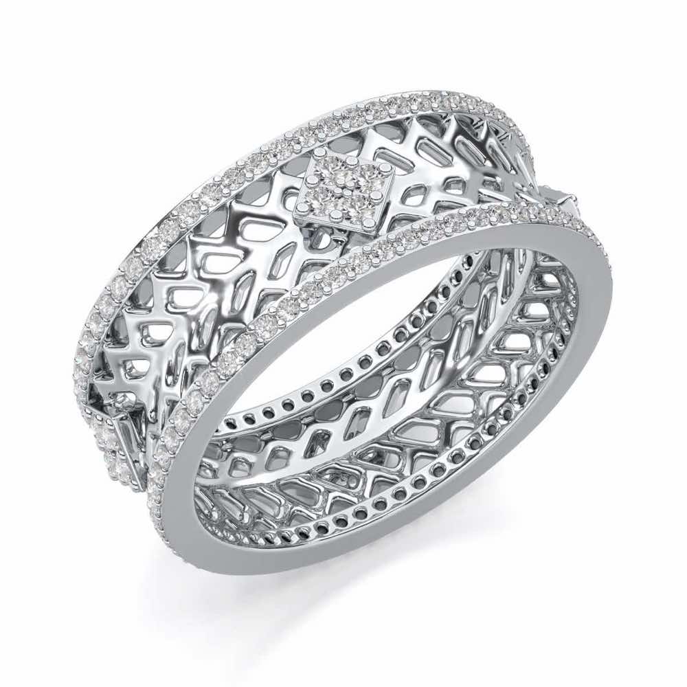 Momentous Glam Silver Band Ring - White Gold - Image 1
