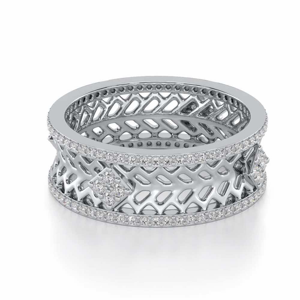 Momentous Glam Silver Band Ring - White Gold - Image 2
