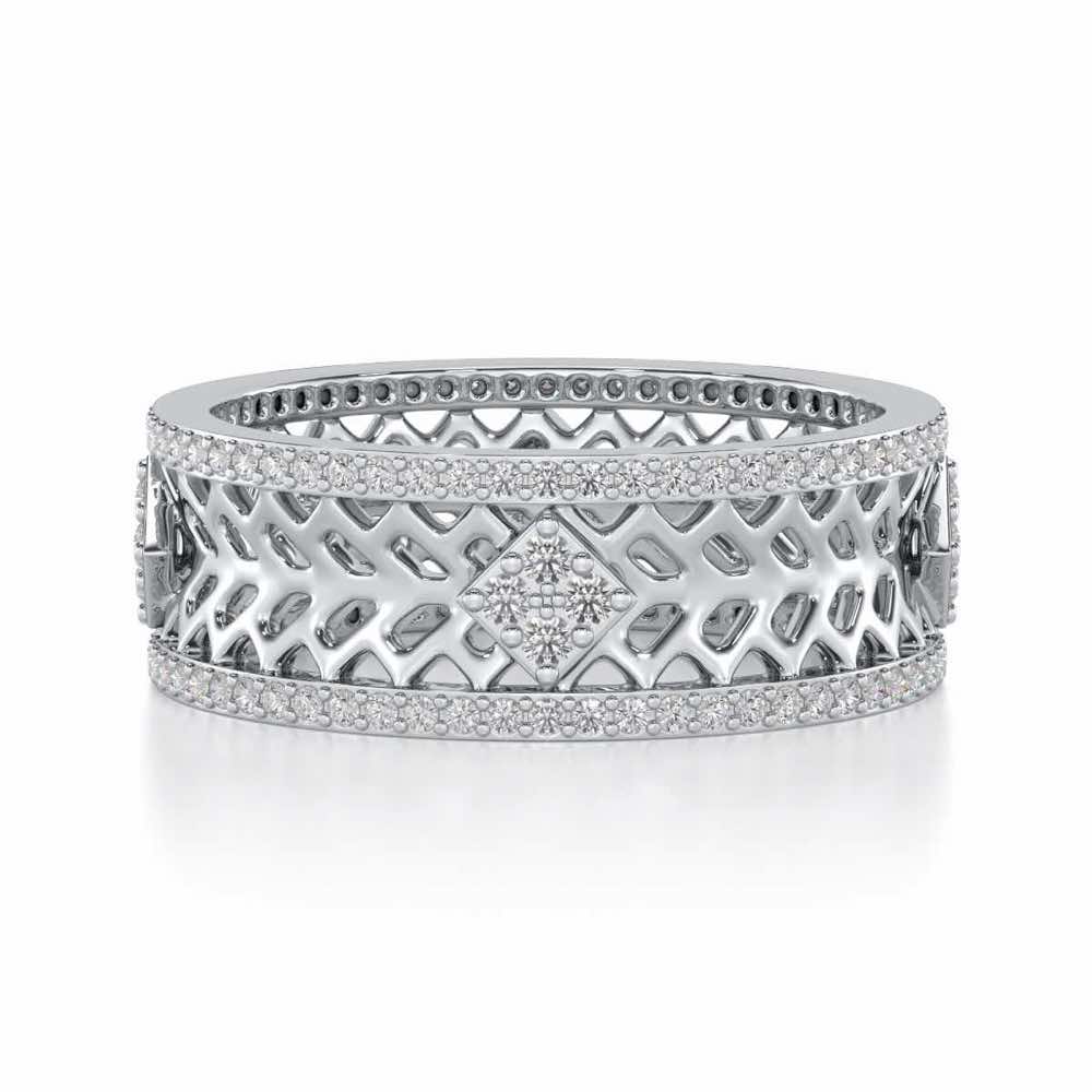Momentous Glam Silver Band Ring - White Gold - Image 4