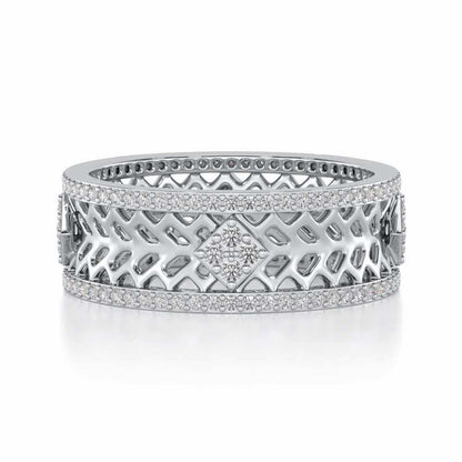 Momentous Glam Silver Band Ring - White Gold - Image 4