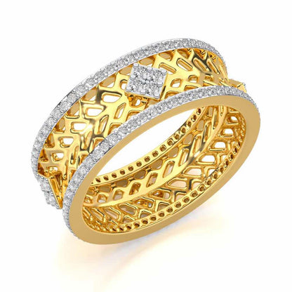 Momentous Glam Silver Band Ring - Yellow Gold - Image 1