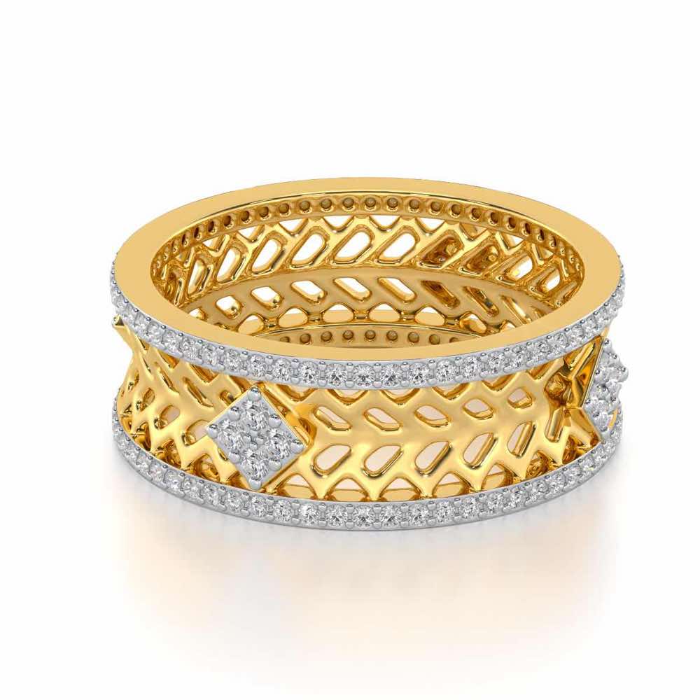 Momentous Glam Silver Band Ring - Yellow Gold - Image 2