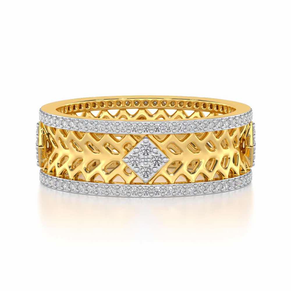 Momentous Glam Silver Band Ring - Yellow Gold - Image 4