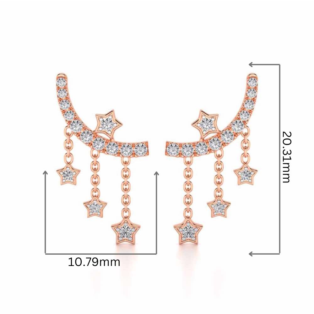 Moon Star Silver Danglers - Rose Gold - Image 2