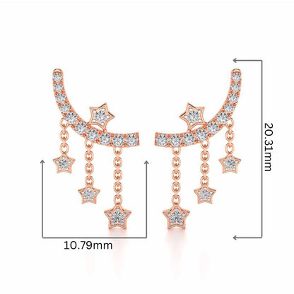 Moon Star Silver Danglers - Rose Gold - Image 2