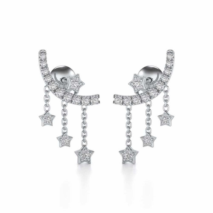 Moon Star Silver Danglers - White Gold - Image 1