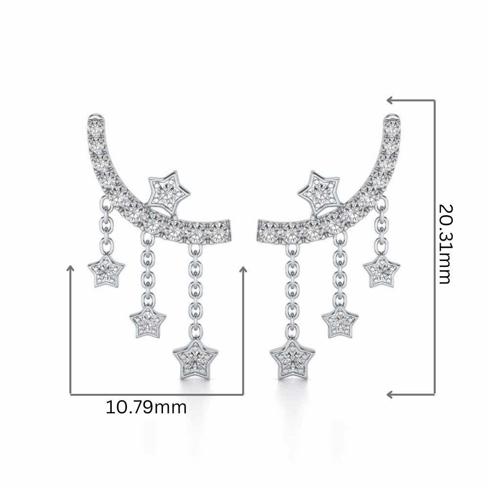 Moon Star Silver Danglers - White Gold - Image 2