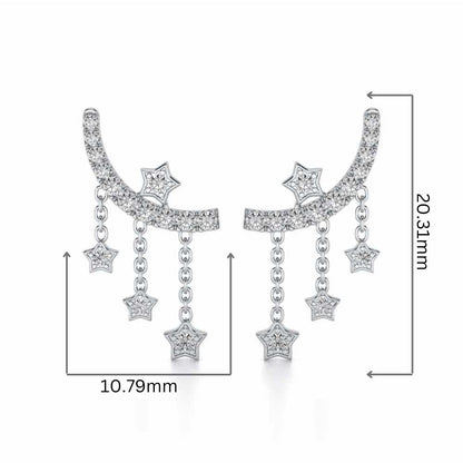 Moon Star Silver Danglers - White Gold - Image 2
