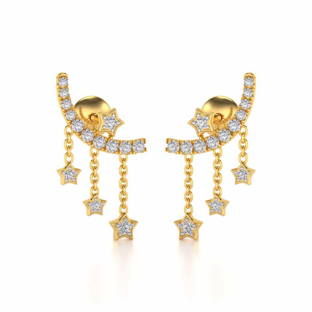 Moon Star Silver Danglers - Yellow Gold - Image 1