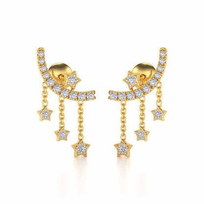 Moon Star Silver Danglers - Yellow Gold - Image 1