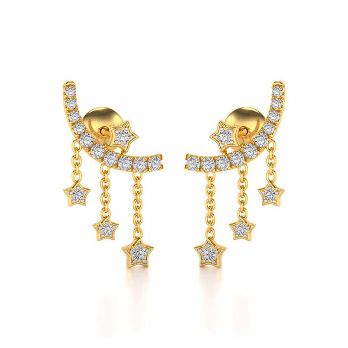 Moon Star Silver Danglers - Yellow Gold - Image 1