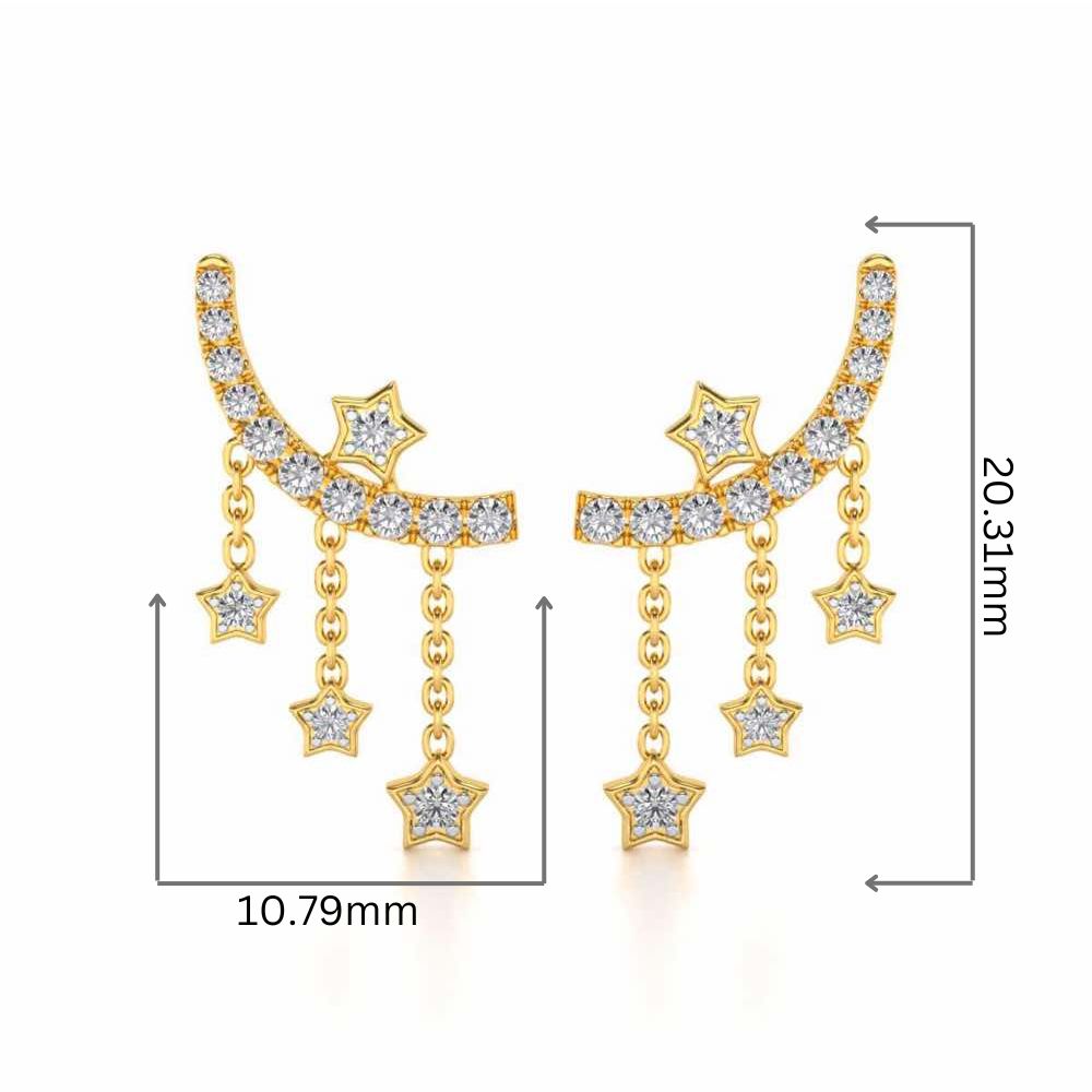 Moon Star Silver Danglers - Yellow Gold - Image 2