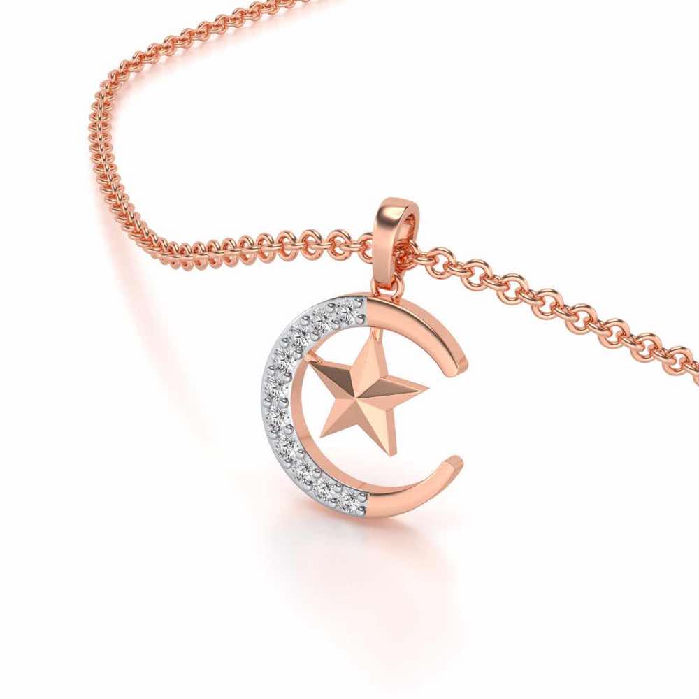 Moon-Star Silver Pendant - Rose Gold - Image 2