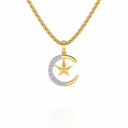 Moon-Star Silver Pendant - Yellow Gold - Image 1