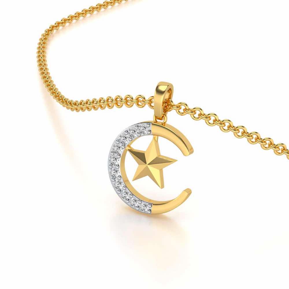 Moon-Star Silver Pendant - Yellow Gold - Image 2
