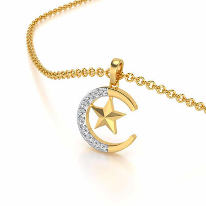 Moon-Star Silver Pendant - Yellow Gold - Image 2