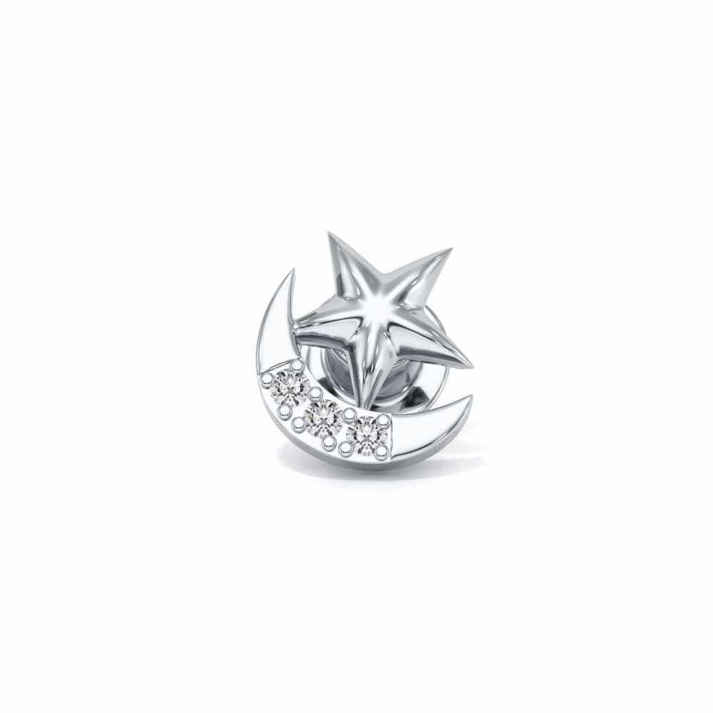 Moon Star Silver Watch Pin - White Gold - Image 2