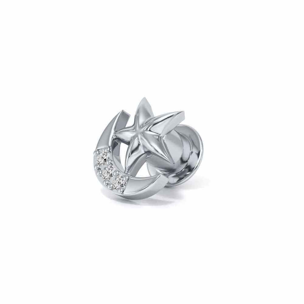 Moon Star Silver Watch Pin - White Gold - Image 3