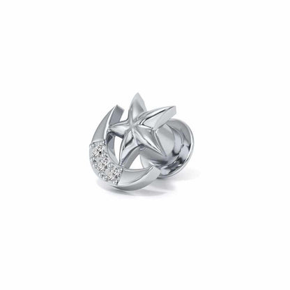 Moon Star Silver Watch Pin - White Gold - Image 3
