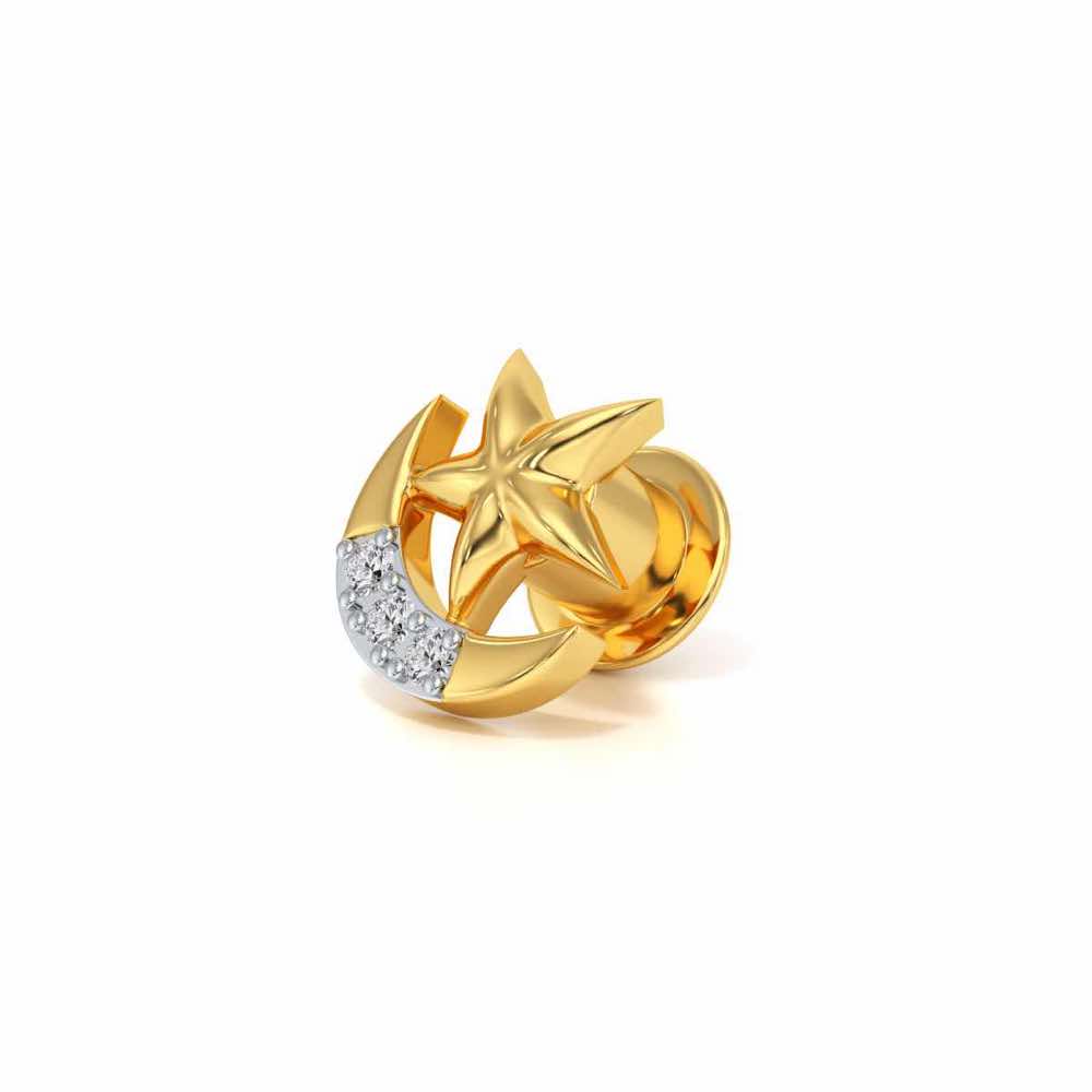 Moon Star Silver Watch Pin - Yellow Gold - Image 3