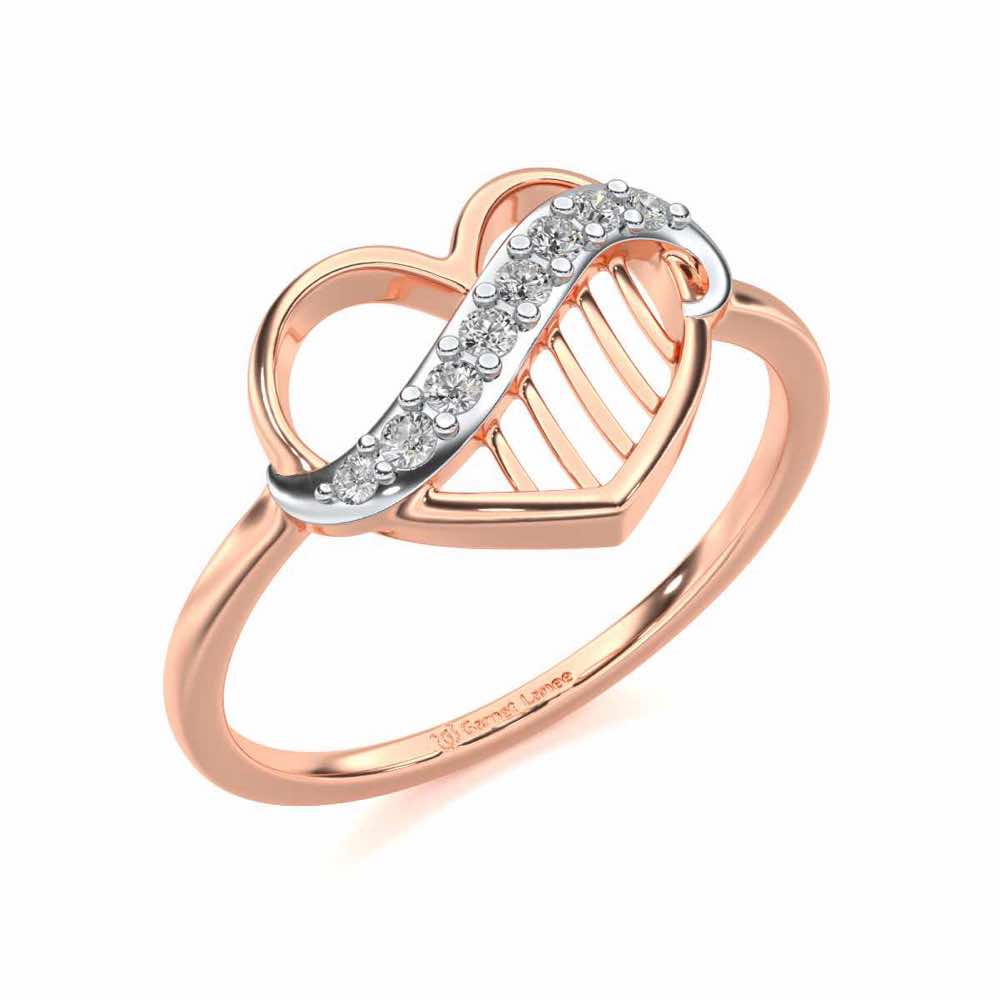 Musical Heart Silver Ring - Rose Gold - Image 1