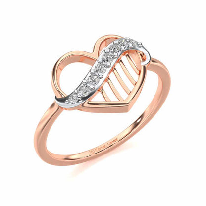 Musical Heart Silver Ring - Rose Gold - Image 1