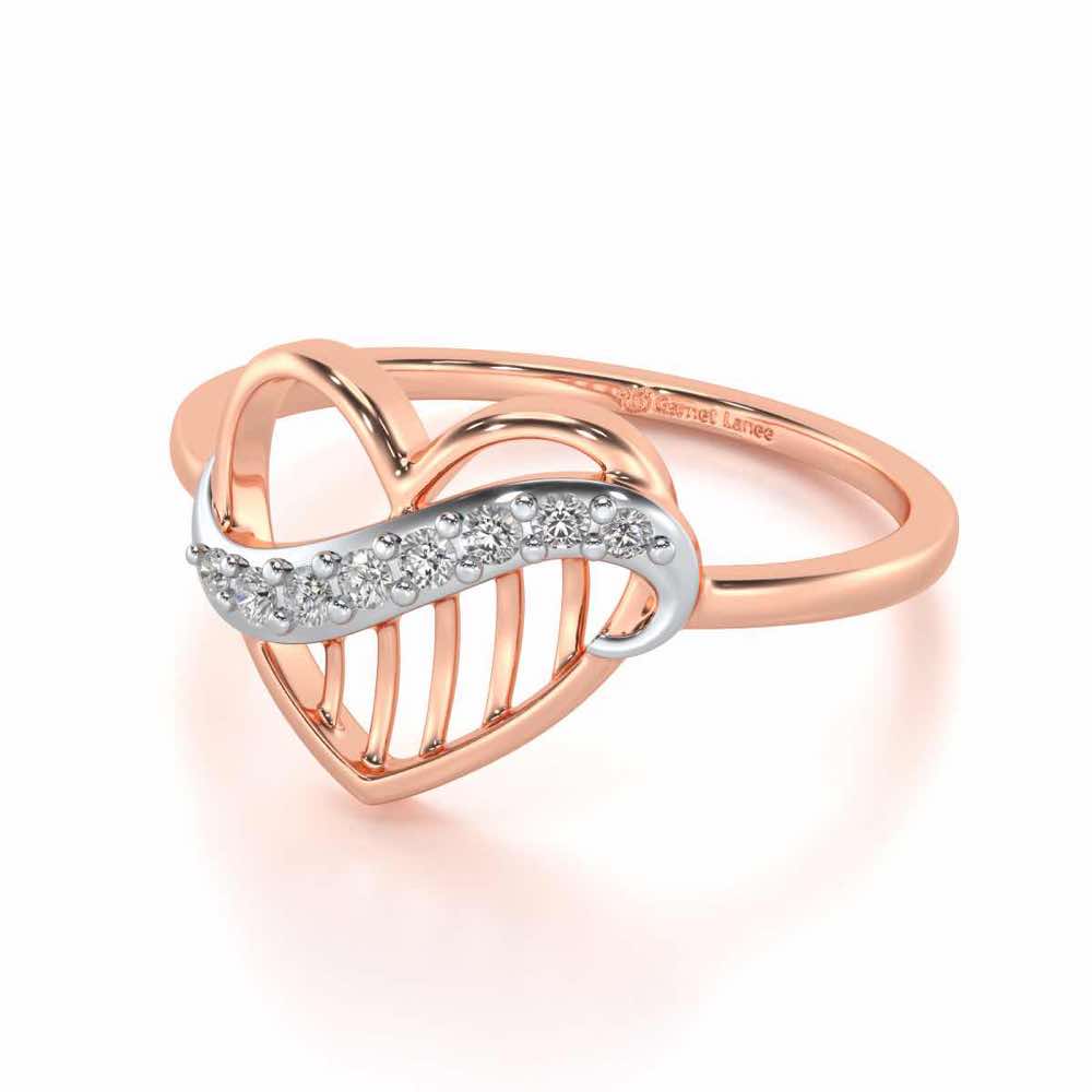 Musical Heart Silver Ring - Rose Gold - Image 2