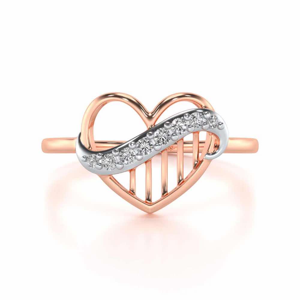 Musical Heart Silver Ring - Rose Gold - Image 4