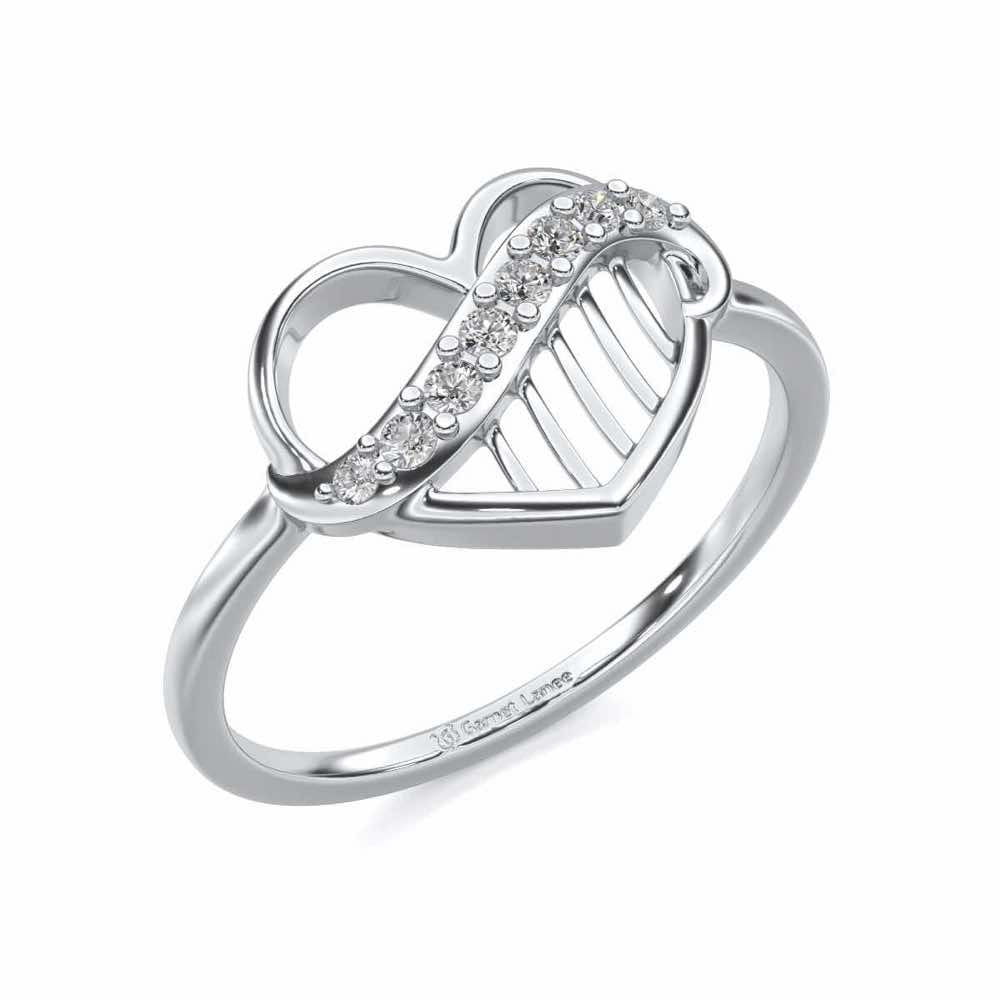 Musical Heart Silver Ring - White Gold - Image 1