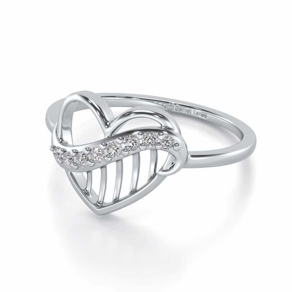 Musical Heart Silver Ring - White Gold - Image 2