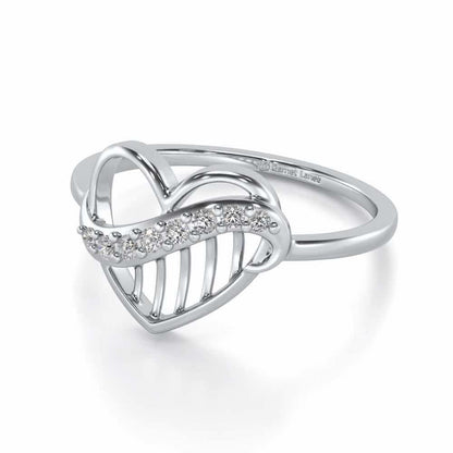 Musical Heart Silver Ring - White Gold - Image 2
