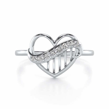 Musical Heart Silver Ring - White Gold - Image 4